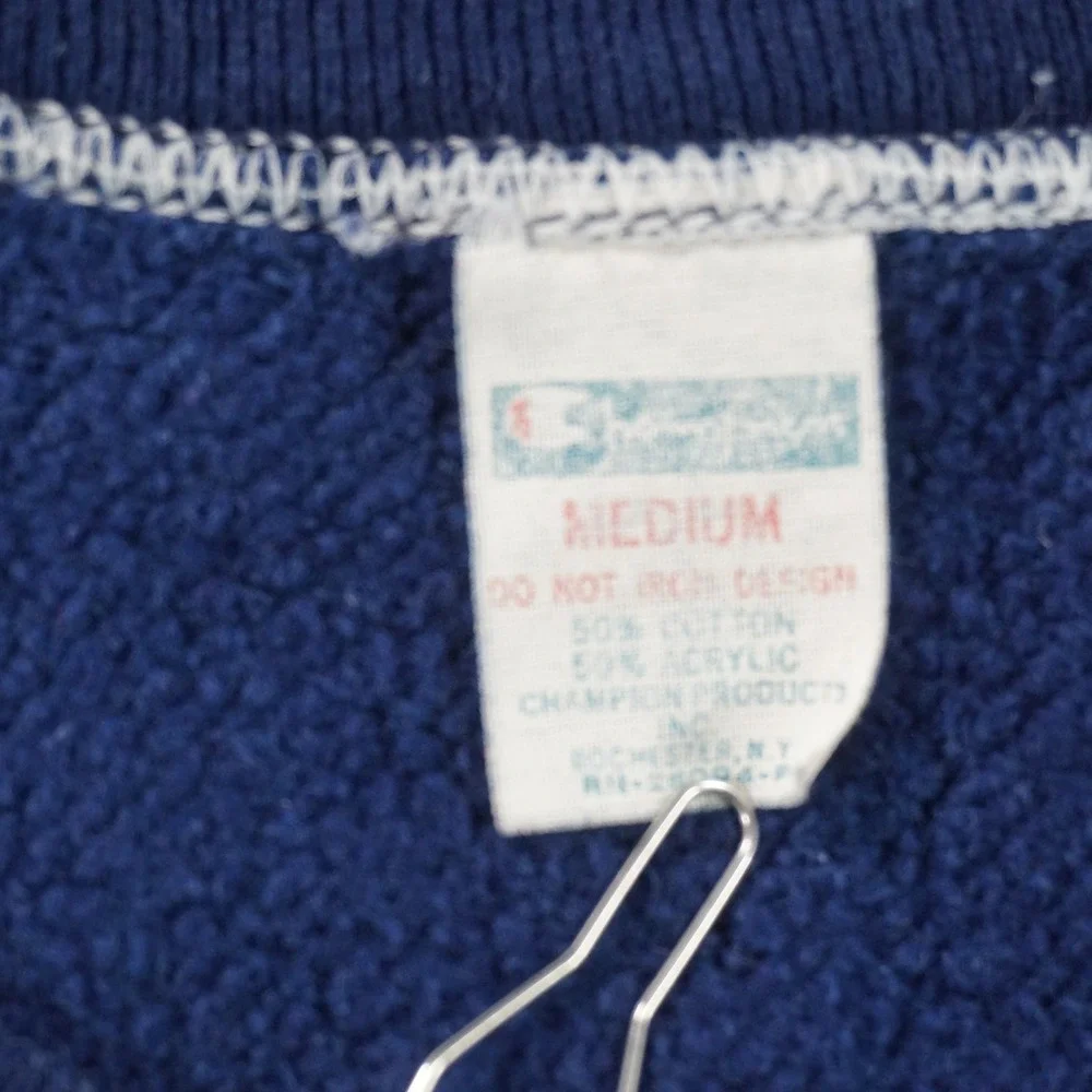 Champion Sweatshirt Mens Medium Blue USA Graphic Cut Off Muscle Retro 70s 80s